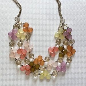 NWT Ann Taylor Loft pastel multi color 3 tier bead necklace
